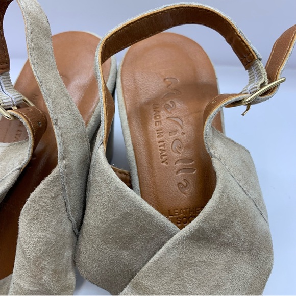 Mariella Woman’s Beige Suede Leather Sling Back Sandals Size 9 - Picture 3 of 10